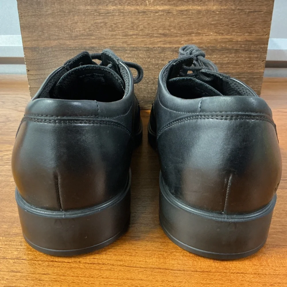 Ecco Men Black Leather Plain Square Toe Classic Oxford Derby Size 11